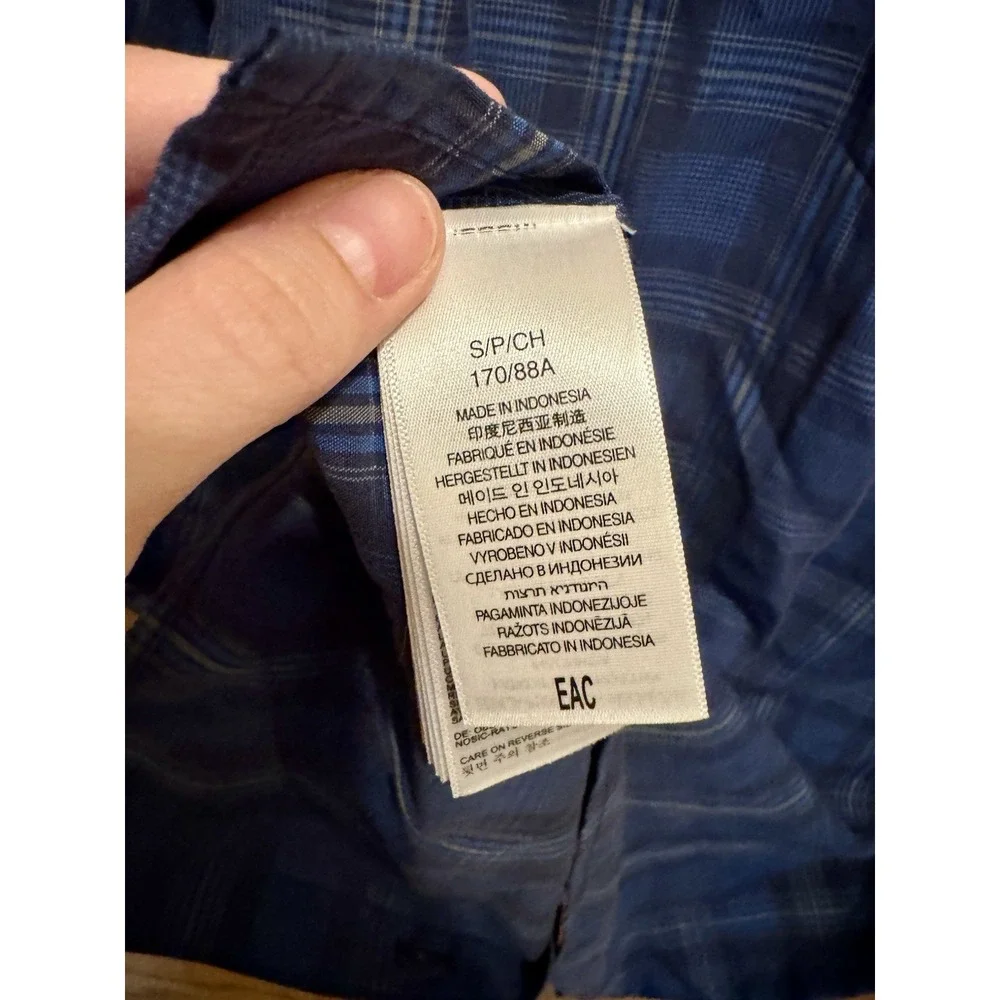 Marmot Eldridge Men's Shirt Blue Plaid Quick Dry Button Front Outdoor Size Small